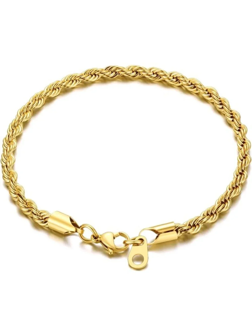 Waterproof Stainless Steel Twisted Rope Chain Bracelet - Adjustable Length